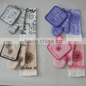 Customized Silk Screen Printed Oven Glove Set Work Glove Pot Holder Set thumbnail-5