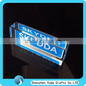Retail Selling Acrylic Plus Screen Printed Logo, Pretty Acrylic Block Rectangular Nameplate Signage thumbnail-1