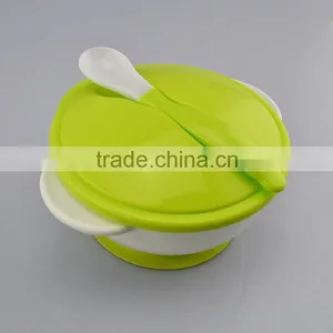 High Quality Food Grade Durable Silicone Baby Feeding Bowls With Spoon And Cover Factory Price Wholesale thumbnail-1