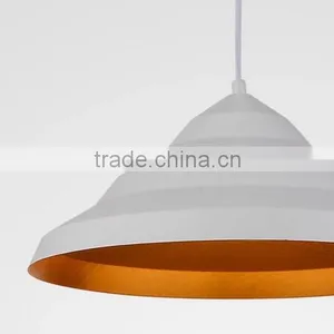 White Painting and Gold Lamp Shade Metal Hanging Pendant Lamp thumbnail-6
