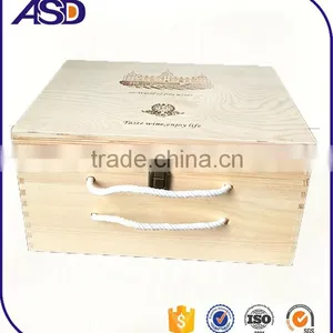 Pine WOOD Wine Box for 6 Bottles Silk Screen Printing thumbnail-3