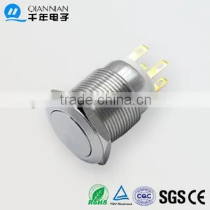 QN19-E5 19mm Momentary|Latching Flat Head Pin Terminal Waterproof Metal Push Button Switch thumbnail-1