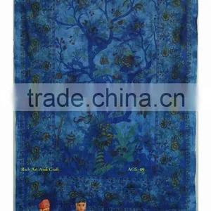 Tree of Life Tapestry Wall Hanging Twin Cotton Bedspread Bohemian Indian Tapestries Wholesale Exporter Red Bedding Decor Art thumbnail-1
