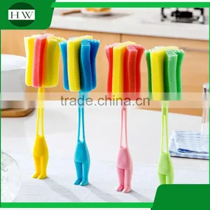 Kitchen Person Shape Plastic Stand Sponge Long Handle Hanging Water Cup Bottle Clean Cleaning Brush thumbnail-3