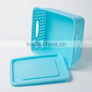 Vivinature Plastic Rattan Storage Basket With Cover thumbnail-5