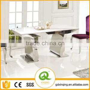 TH362 Hot Sale White Marble Top 6 Seater Dining Table thumbnail-1
