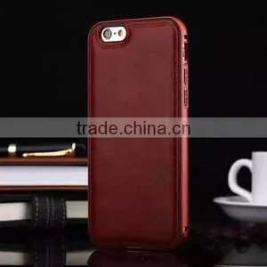 Good Design Metal Frame PU Leather Phone Case For Iphone6, Metal Frame Case PU Leather Back Phone Case For Iphone6 thumbnail-1