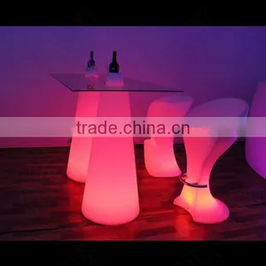 Round Cocktail Led Bar Table and Chairs With Stainless Steel Leg thumbnail-1