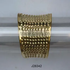 Chunky Polished Brass Bracelets With Patterns thumbnail-1