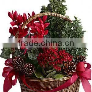 Charming Christmas Gift Basket in Light Brown Color, Wicker Forest Decoration Basket thumbnail-1