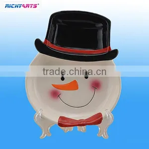 Christmas Ceramic Dessert Plate With Snowman Design thumbnail-1