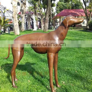Outdoor Lost Casting Wax Bronze Decorative Greyhound Statue for Garden thumbnail-1