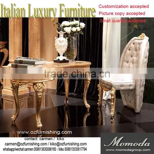 Momoda Luxury Fancy Gold Baroque Italy Antique Office Furniture Study Room Desk and Chair Solid Wood Home Office Furniture Set thumbnail-1