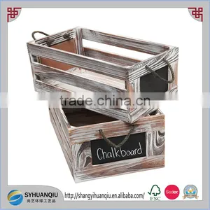 Distressed White Wash Wood Rustic Nesting Boxes / Storage Crates w/ Chalkboard thumbnail-1