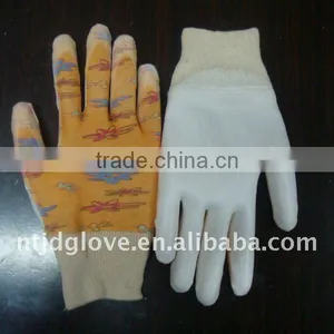 Cotton Liner With White pu on the Palm Coating / pu / Working / Safety Gloves thumbnail-1