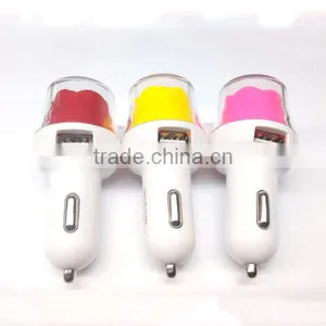 LED Light Rose Shape Dual USB Port Car Charger For Phone thumbnail-6
