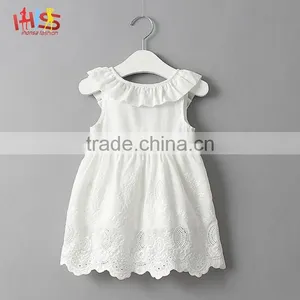 Latest New Model Children Frocks Designs 2016 White Crochet Lace Girl Dress thumbnail-1