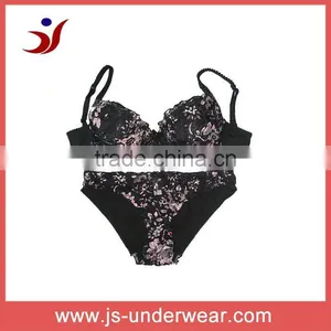 New Arrival Style Lady Sexy Lace Print Bra Underwear Lingerie Set thumbnail-1