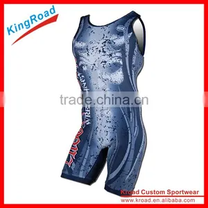 Hot Sell Sublimation Spandex Cheap Custom Wrestling Singlets thumbnail-1