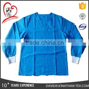 Environmental Poly Cotton Material for Lower Cost and Expensive Price Unisex Medical Uniform Scrub thumbnail-1