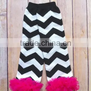 Hot Pink Baby Girls Stripes Pattern Leg Warmers With Chiffon Ruffle Baby Legging Clothing thumbnail-3