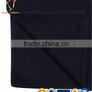 High Quality Cable Knitted Cashmere Baby Blanket thumbnail-2