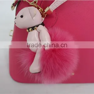 Myfur Customized Animal Little Bear Attached Real Fox Body Fur Ball Bag Charm Keychain thumbnail-6