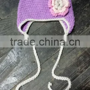 Lavender Bear Crochet Hat Baby Boy/Girl Crochet Owl Animal Beanie Hat Cute Baby Crochet Hat thumbnail-1