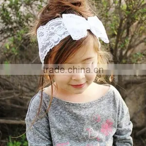Hot Sale Girl Lace Bow Tie Headband, Girl Wide Lace Headband thumbnail-3