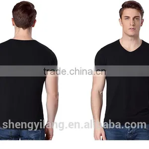 Mens Loose Large Size Modal Viscose Bodybuilding Tight Fit Dri Fit V-neck T-shirts thumbnail-2