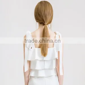 2017 Summer New Top Couture White Strapless Strap All-match Thin Coat Fashion Blouse thumbnail-2