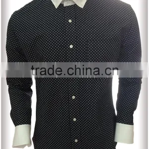 2017 Men's Polka Dot Casual Roll Collar Shirts thumbnail-1
