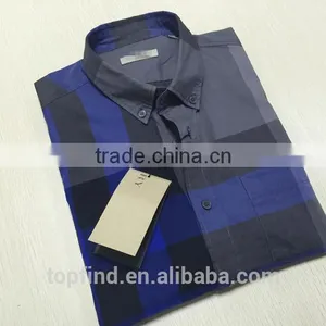 100% Cotton Big Check Round Bottom Men Casual Check Shirt With Buttom Down Collar thumbnail-2