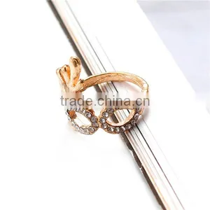 Unadjustable Rings Gold Plated Mask Clear Rhinestone thumbnail-2