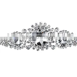 Round Rhinestones Headband Crown Wedding Jewelry Hair Accessories thumbnail-1