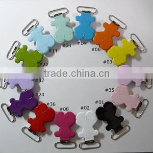 1" Bear Suspender Clips Enamel Pacifier Holder Clips thumbnail-6