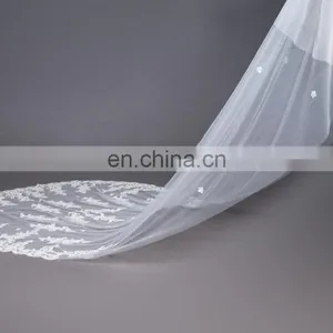 Long Ivory Lace Trim Wedding Veils 2017 White Bridal Veils Wedding Accessories thumbnail-5