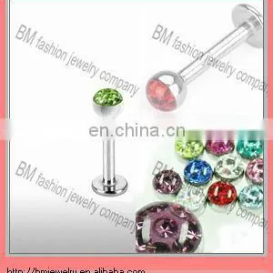Beautiful Epoxy Crystal High Quality 16g Lip Ring Labret Body Jewelry thumbnail-1