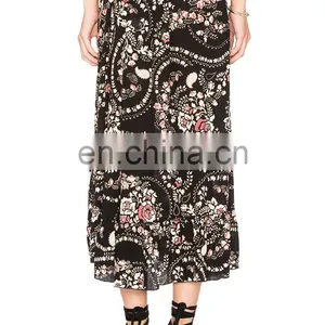 Hot Sale Sexy Ladies Hawaiian Floral Printing Skirt With Side Split thumbnail-3