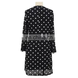 Black&White Abstract Floral Print 2 In 1 Mesh Bralet Woman Sexy Dress thumbnail-2