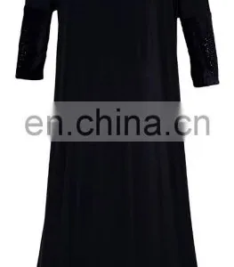 Black Color Long Abaya Burkha / Latest 2017 Lycra Stretchable Abaya With Chiffon Dupatta (dubai Abaya 2017) thumbnail-2