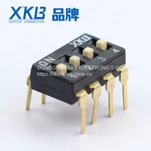 Vertical In-line Type 4-digit DIP Switch With 2.54 Wave Soldering at a Pitch of 1000gf thumbnail-1