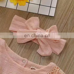 Solid Color Breathable Newborn Baby Romper Long Sleeve Baby Clothes Linen thumbnail-2