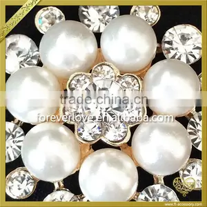 Soldering Pearls Strass Crystal Rhinestone Shoulder Brooch Pin Bling Large Rhinestone Brooches FB-031 thumbnail-2