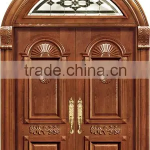 Europe Design Hot Sale Double Luxurious 100% Carved Solid Wood Door in China thumbnail-1