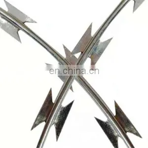 Barbed Razor Wire for Security BTO-22 Galvanized Razor Barbed Wire Concertina Wire Coil for Military thumbnail-1