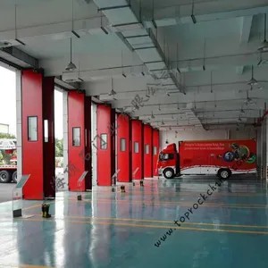 Fire Brigade Garage Door, Dingshi Door Industry Fire Door, One-key and Quick Opening thumbnail-1