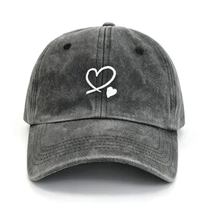 Ripped Washed Cotton Caps for Men Women Distressed Vintage Baseball Hats thumbnail-2