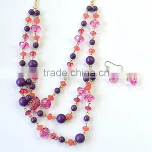 Fashion Jewelry Cheapest Crystals Two Layers Long Necklace Set National Sweater Necklace Set thumbnail-4