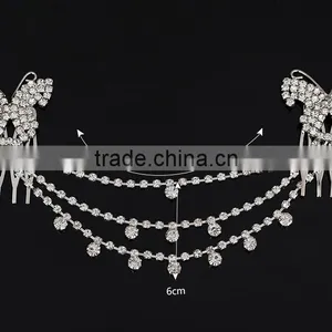 Wholesale Newest Boutique Fashionable Custom Vintage Diamond Tasseles Hair Accessories thumbnail-3